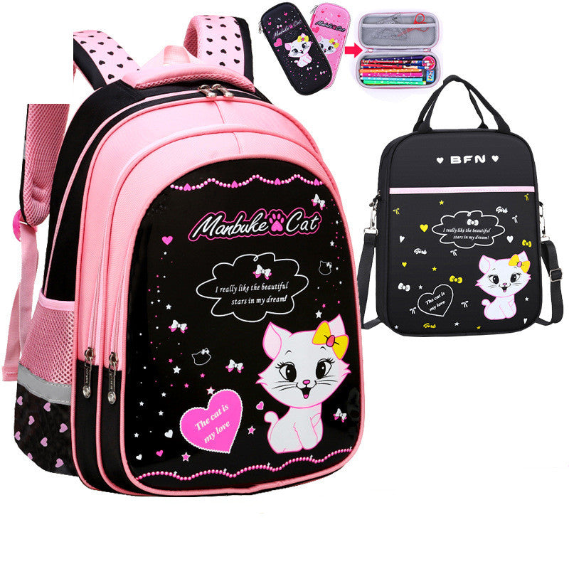 Kids School Cute Cat Print Backpack Image