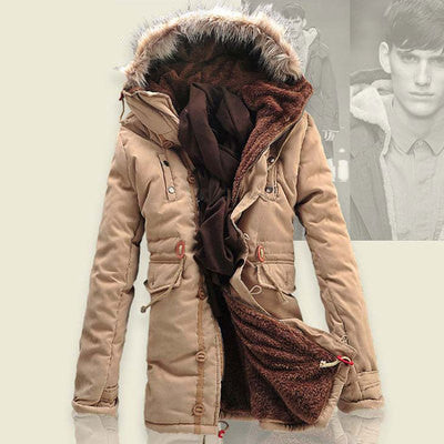 Men Winter Coat Lamb Wool Liner Thick Padded Jacket Men's Cotton Coat Image