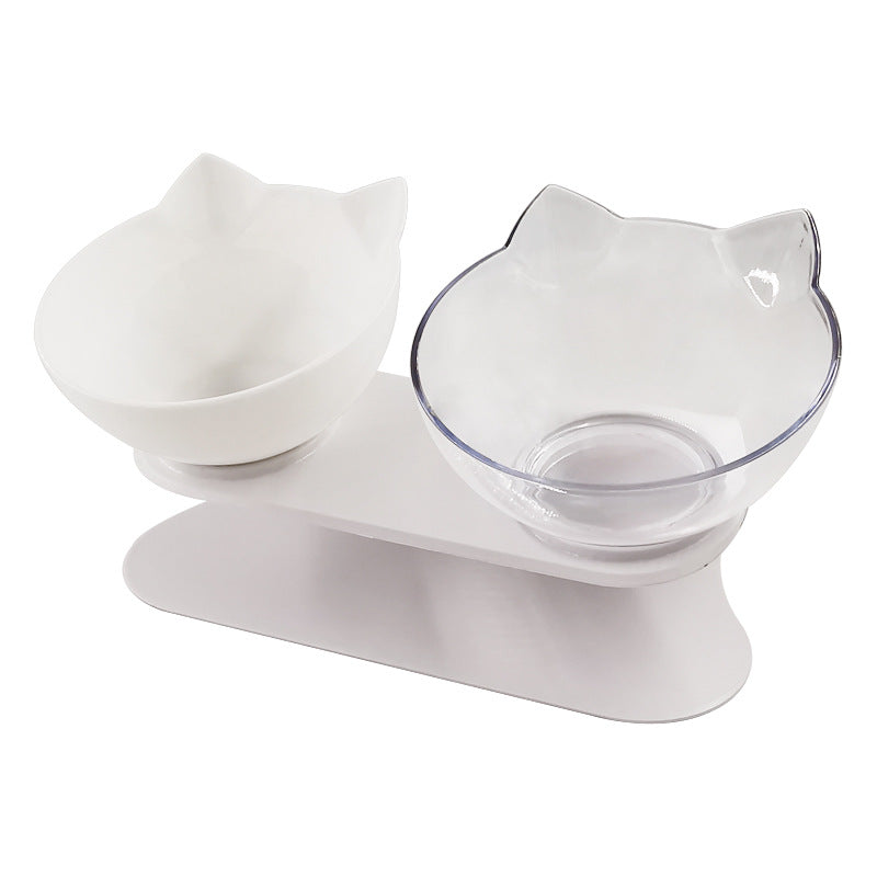 New Inclined Food Cat Ear Oblique Mouth Transparent Single Pet Bowl Image