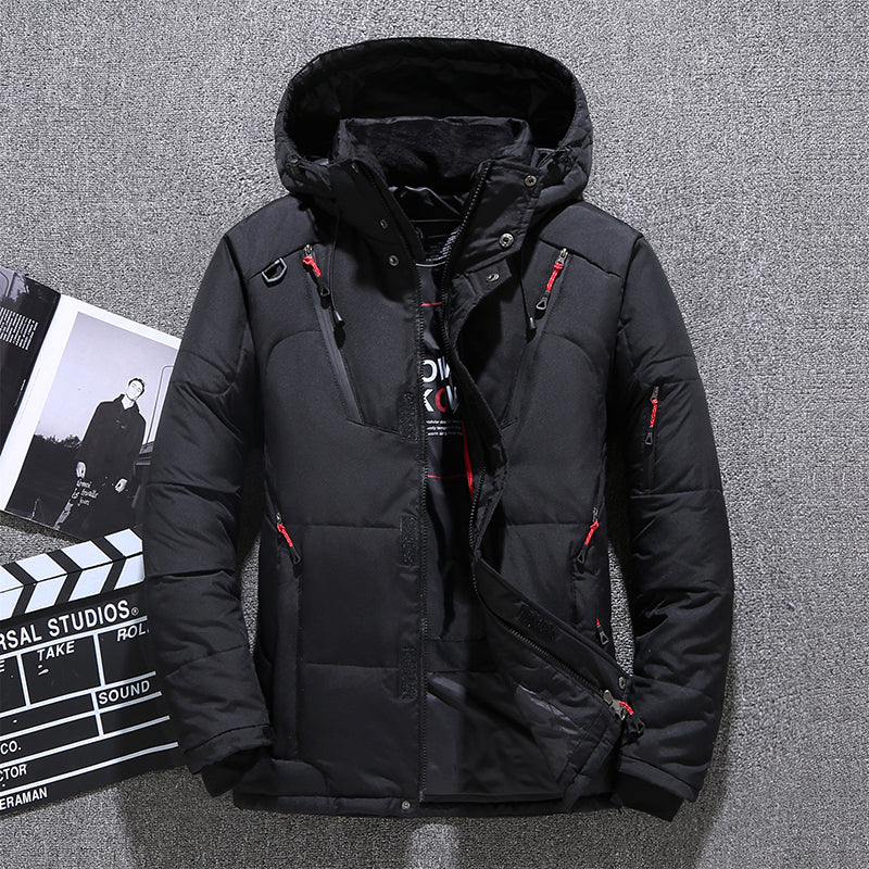 Winter Thick Men Jacket Solid Hooded Coats Hat Detachable Jacket Image