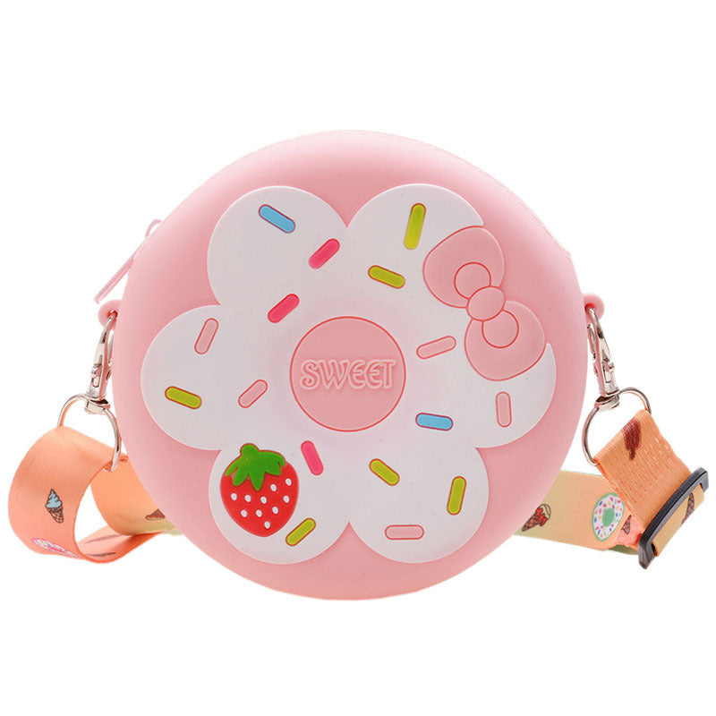 Silicone Children's Change Portable Crossbody Fruit Donut Shoulder Bag Image