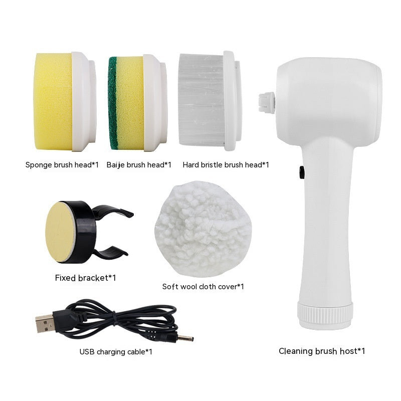 Electric Cleaning Brush 4 In 1 Spinning Scrubber Handheld Electric Cordless Cleaning Brush Portable Image