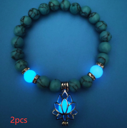 Energy Luminous Lotus Natural Stone Bracelet Yoga Healing Luminous Glow In The Dark Charm Beads Bracelet For Men Women Prayer Buddhism Image