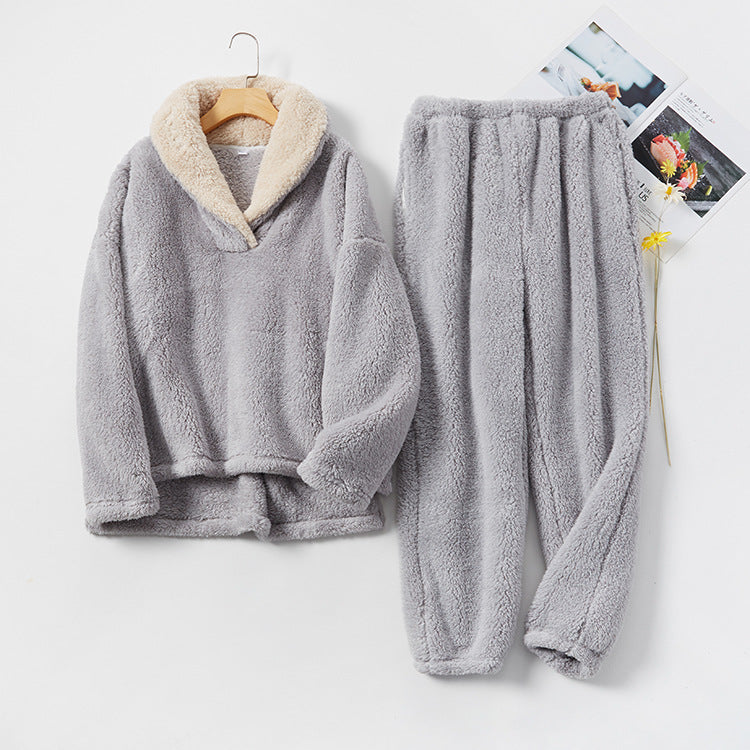 Flannel Pajamas Pajamas Set Thickening Couples Home Service Image
