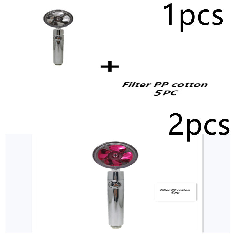 Propeller Driven Shower Head With Stop Button And Cotton Filter Turbocharged High Pressure Handheld Shower Nozzle Image