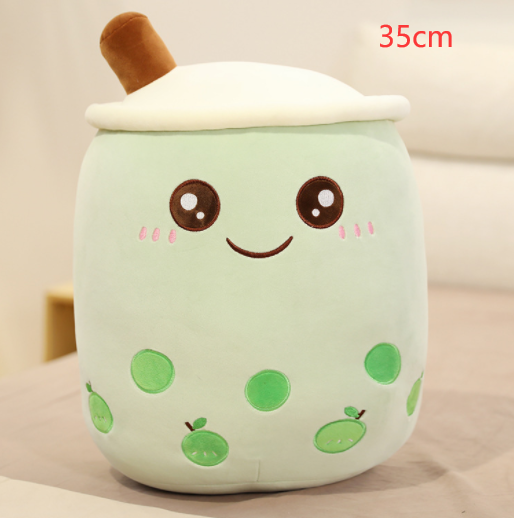 Cute Fruit Drink Plush Stuffed Soft Strawberry Milk Tea Plush Boba Tea Cup Toy Bubble Tea Pillow Cushion Kids Gift Image