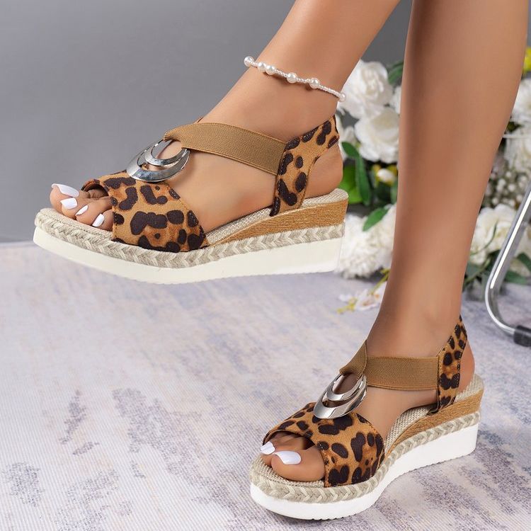 Platform Wedge Peep Toe Roman Sandals Image