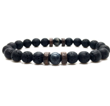 Personality Men's Black Volcanic Stone Bracelet Image