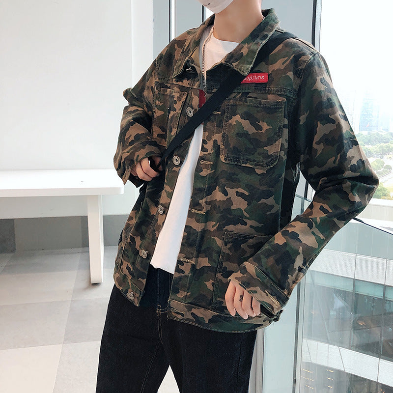 New Mens Camouflage Denim Jacket Coat Man Coats Jaqueta Masculino Jeans Jacket & Coats Fashion Design Autumn Brand Clothing Image