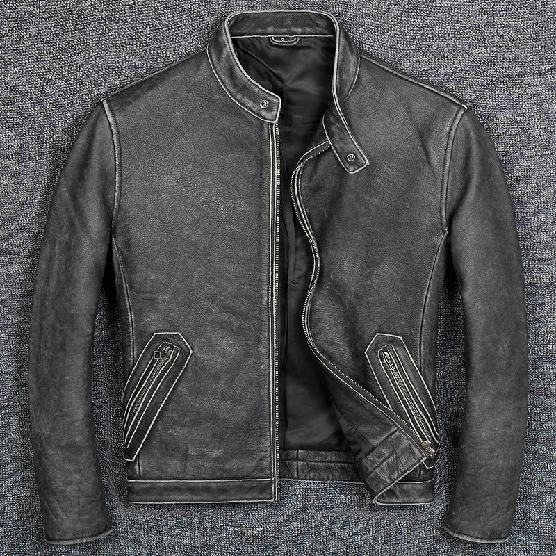 First Layer Cowhide Leather Leather Jacket, Pure Leather Jacket Image