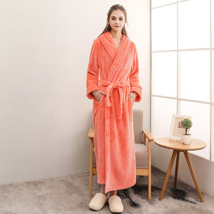 Thick waist velvet bathrobe