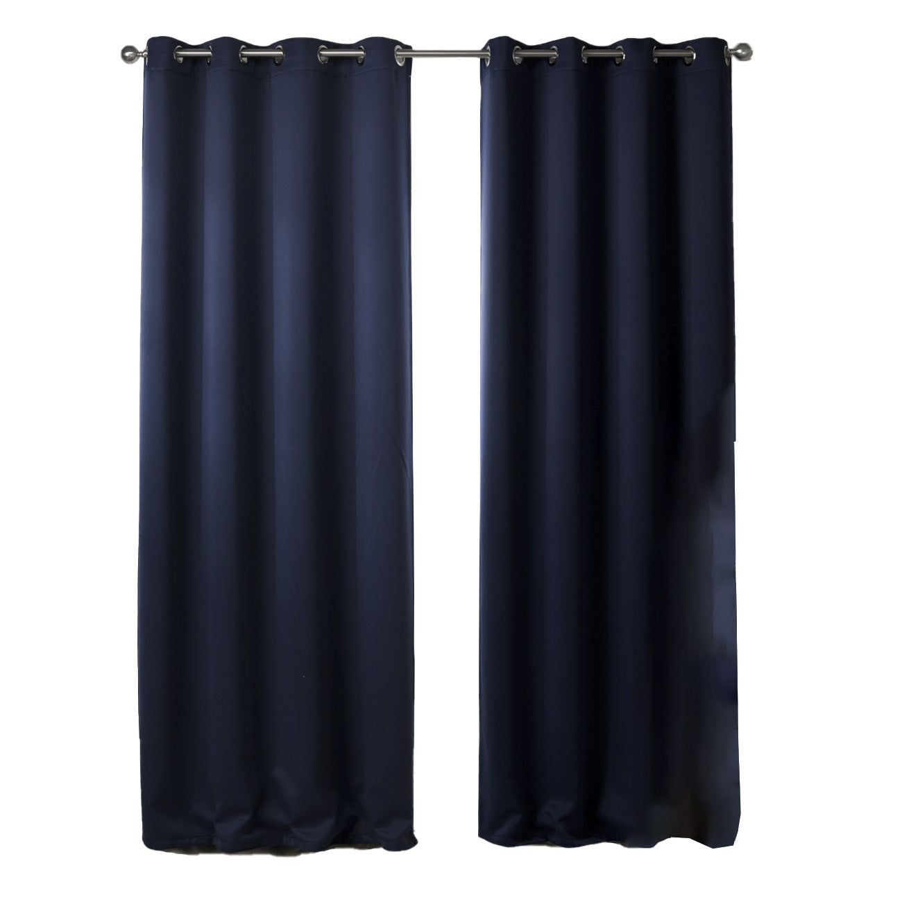 Dark Blue Bedroom Blackout Fabric Printed Curtains Image