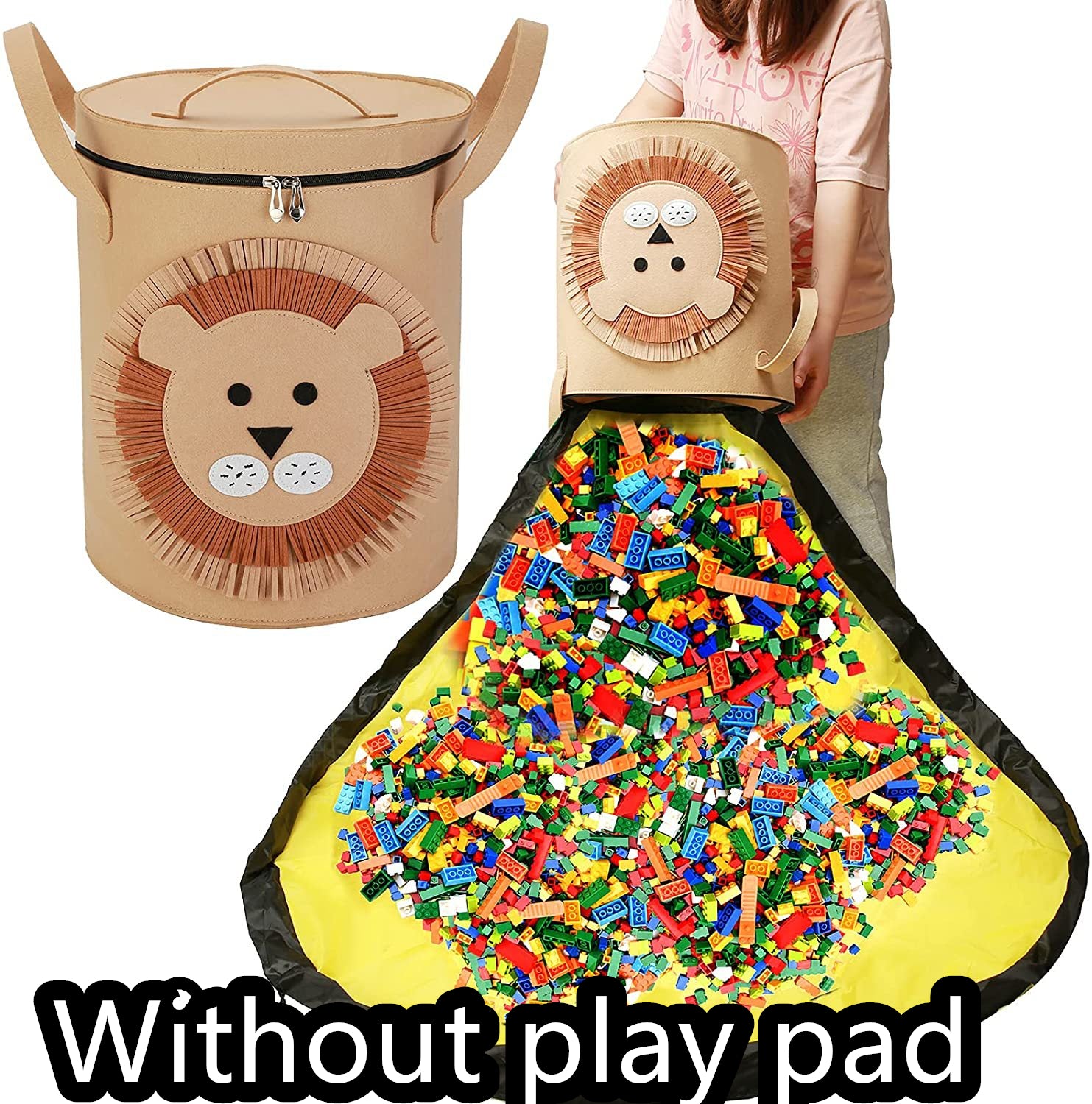 Felt Storage Bag Toy Play Mat 2 In 1 Pull Rope Image