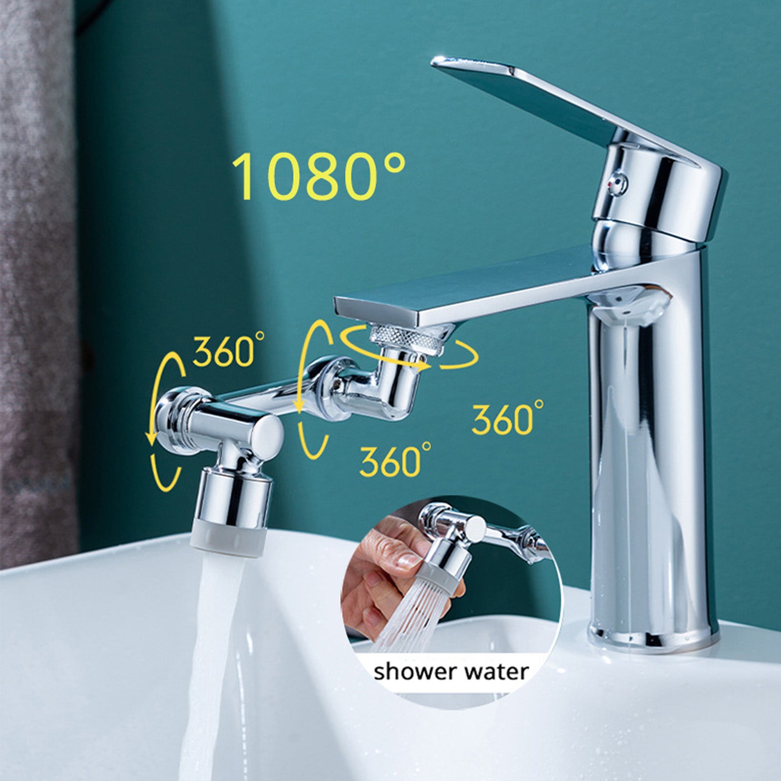 Universal 1080 Swivel Faucet Aerator Multifunction Faucet Extender Universal Swivel Splash Resistant Shower Image