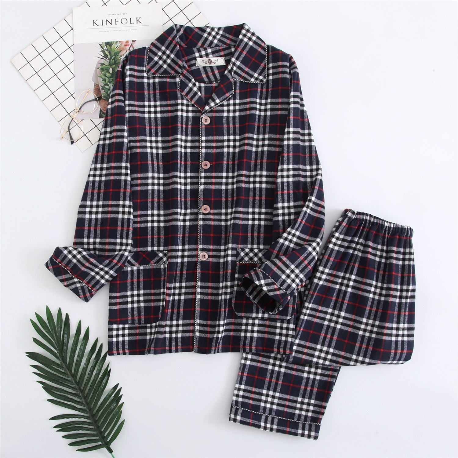 Men's Warm Cloth Flannel Pajama Suit Image