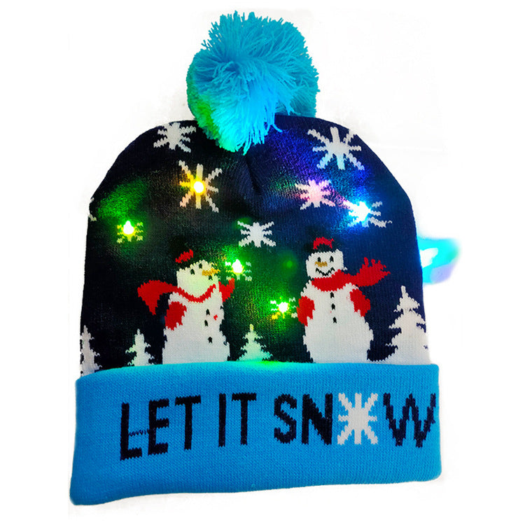 LED Christmas Hat Sweater Knitted Beanie Christmas Light Up Knitted Hat Christmas Gift  Kids Xmas New Year Decorations Image