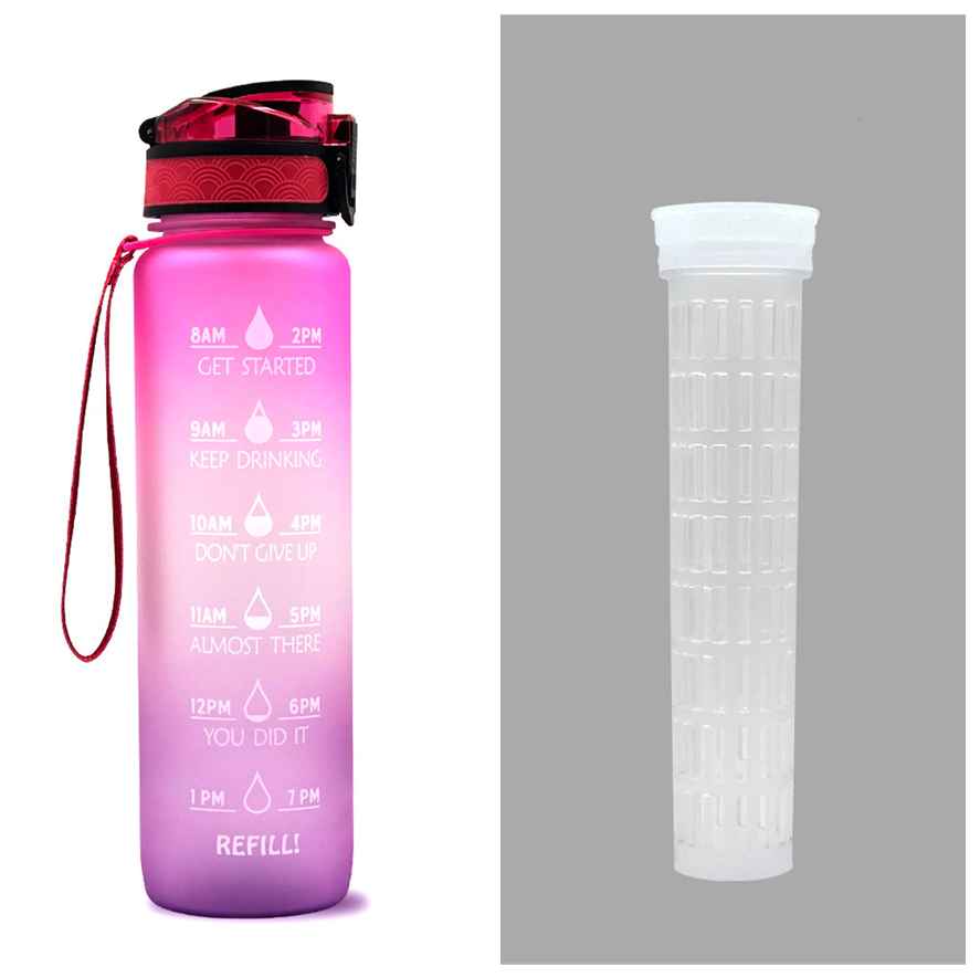 1L Tritan Water Bottle With Time Marker Bounce Cover Motivational Water Bottle Cycling Leakproof Cup For Sports Fitness Bottles Image