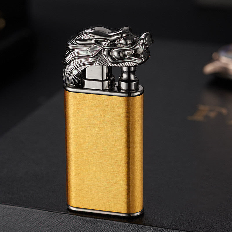 Creative Blue Flame Lighter Dolphin Dragon Tiger Double Fire Metal Winproof Lighter Inflatable Lighter Image