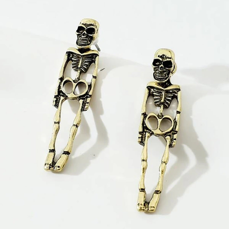 Halloween Earrings Skull Simulation Human Skeleton Detachable Stud Earrings Image