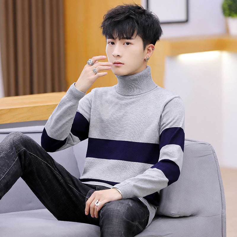 High Neck Striped Sweater Men Fashion Men Image