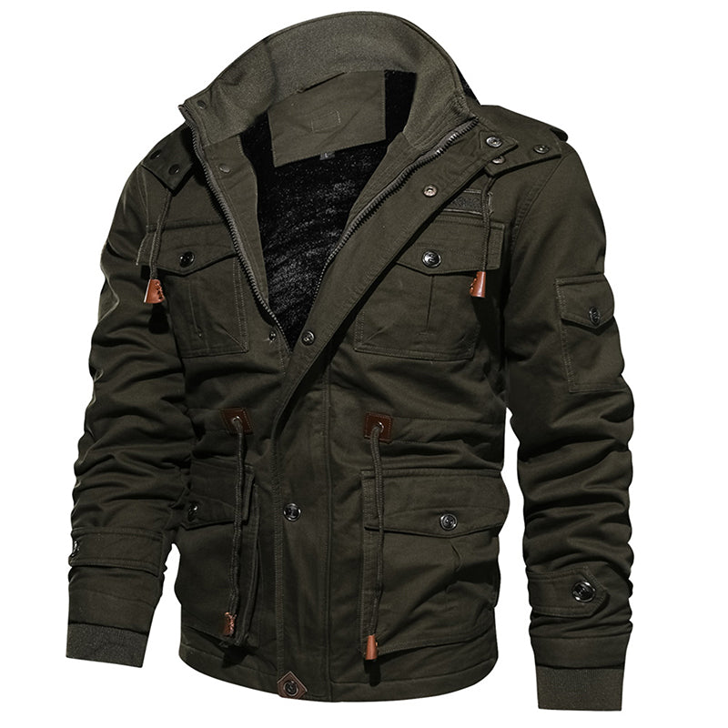 Men Winter Fleece Jacket Warm Hooded Coat Thermal Thick Outerwear Male Military Jacket Image