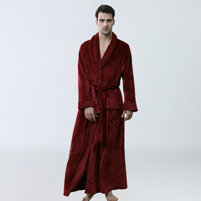 Men's Winter Coral Fleece Nightgown Homewear Thickened Pajamas Image