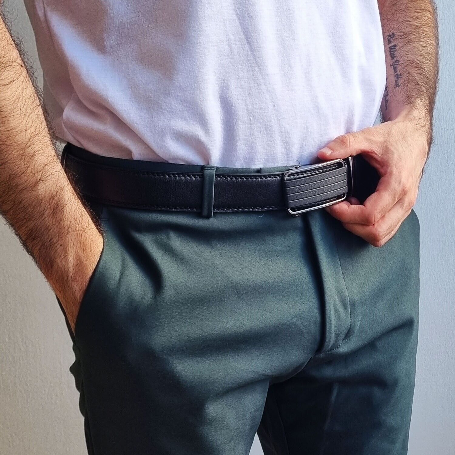 Men's Ratchet Belt Leather Mens Belt With Slide Buckle Ratchet Belts For Men USA Image
