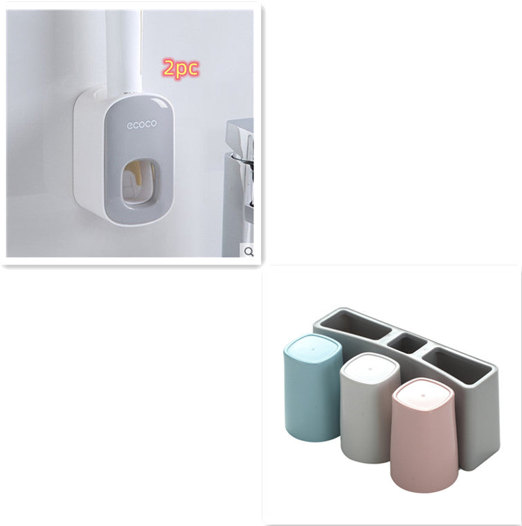 Wall Mounted Automatic Toothpaste Holder Bathroom Accessories Set Dispenser Image