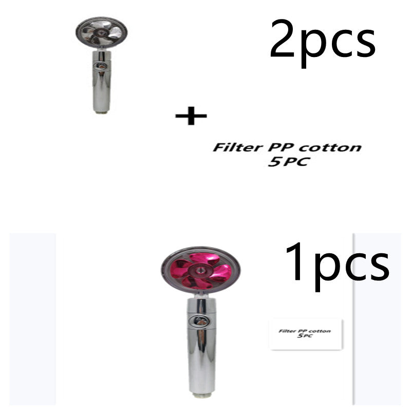 Propeller Driven Shower Head With Stop Button And Cotton Filter Turbocharged High Pressure Handheld Shower Nozzle Image