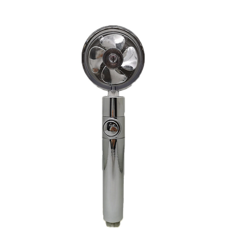 Propeller Driven Shower Head With Stop Button And Cotton Filter Turbocharged High Pressure Handheld Shower Nozzle Image