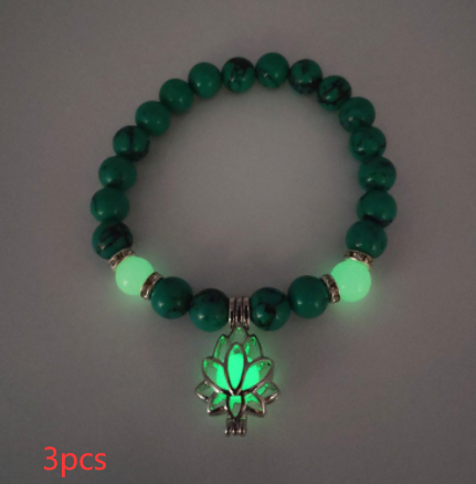 Energy Luminous Lotus Natural Stone Bracelet Yoga Healing Luminous Glow In The Dark Charm Beads Bracelet For Men Women Prayer Buddhism Image