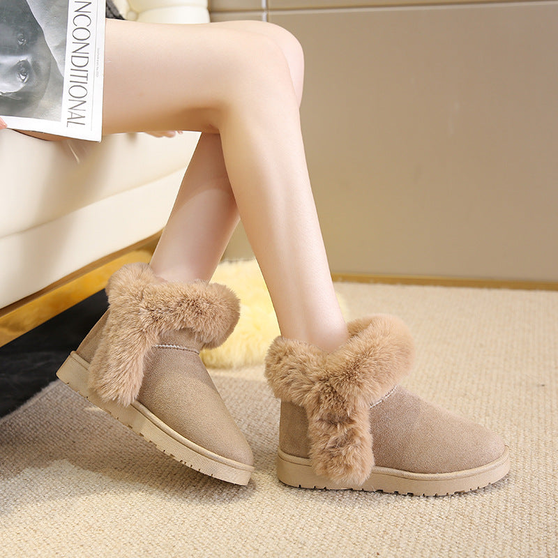 Snow Boots For Women Students Winter Warm Slip On Fluffy Platform Comfy Fleece Ankle Boots Non-slip Plush Cotton Shoes Image