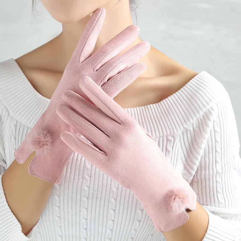 Suede Glove Warm Finger Gloves Image