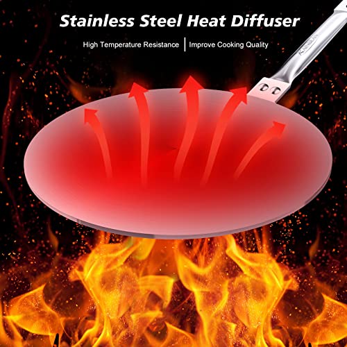 Heat Diffuser Simmer Ring Plate, Stainless Steel With Stainless Handle, Induction Adapter Plate For Gas Stove Glass Cooktop Converter, Flame Guard Induction Hob Pans, 7.5Inch & 8Inch & 9.25 Inch Image