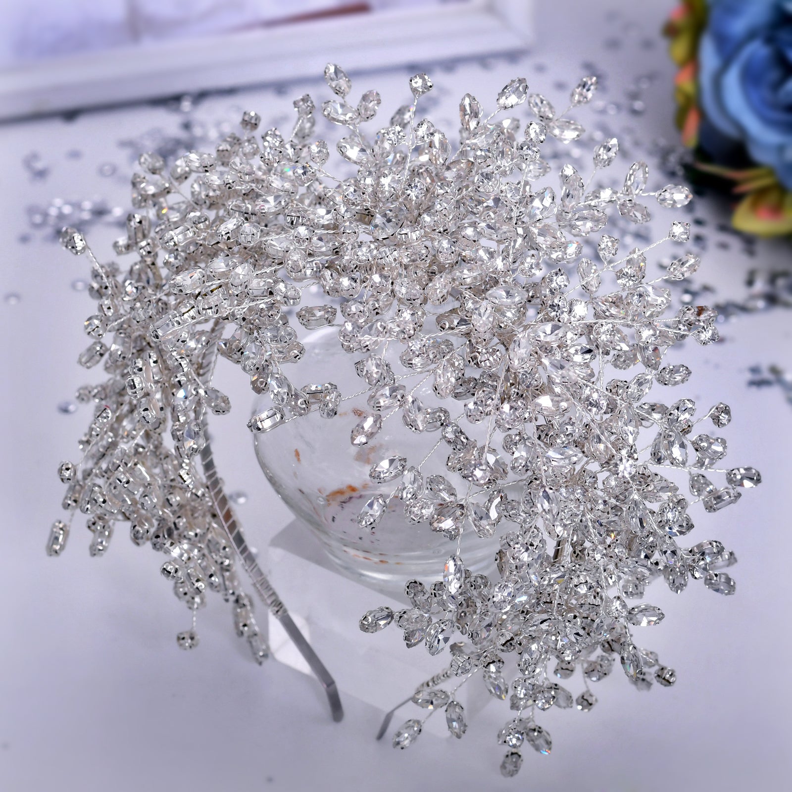 New Heavy Handmade Rhinestone Ice And Snow Queen Wedding Crown Image