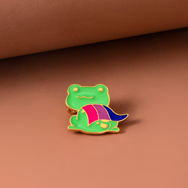 Enamel Bisexual Pride Frog Brooch Pin Image