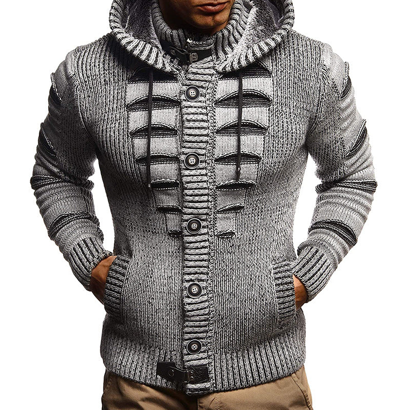 Sweater Men's Hooded Knitted Cardigan Jacket Image