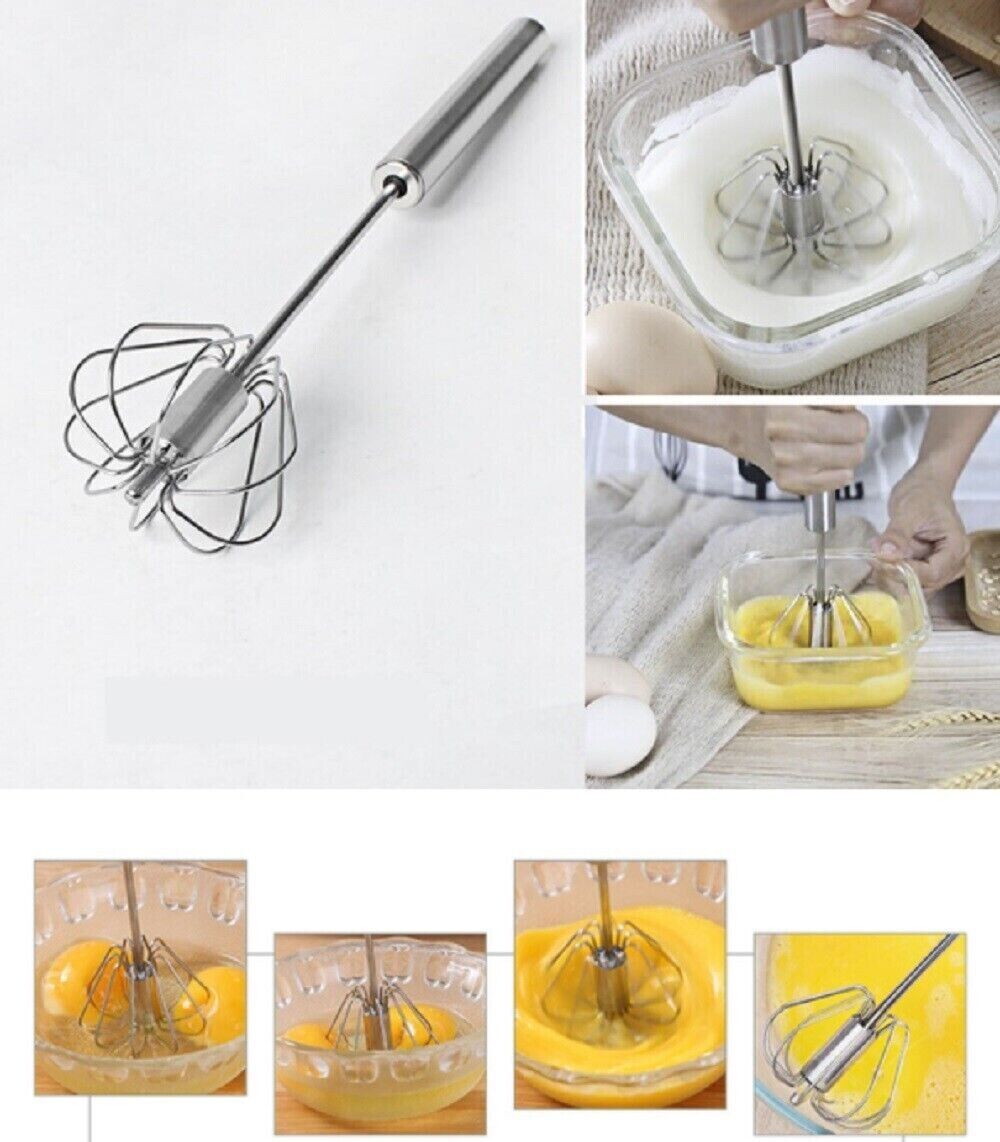 Semi-Automatic Egg Whisk Hand Push Egg Beater Stainless Steel Blender Mixer Whis