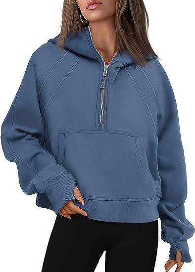 Zipper Hoodies Sweatshirts With Pocket Loose Sport Tops Long Sleeve Pullover Sweaters Winter Fall Outfits Women Clothing Image