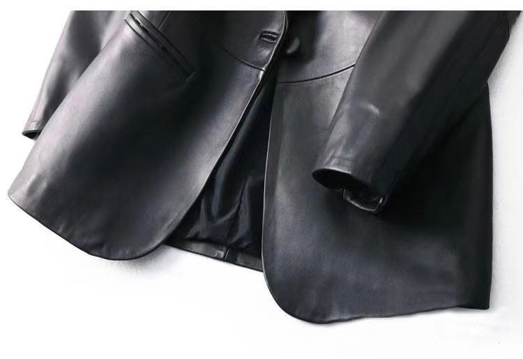 Slim Suit Collar Leather Little Jacket Image