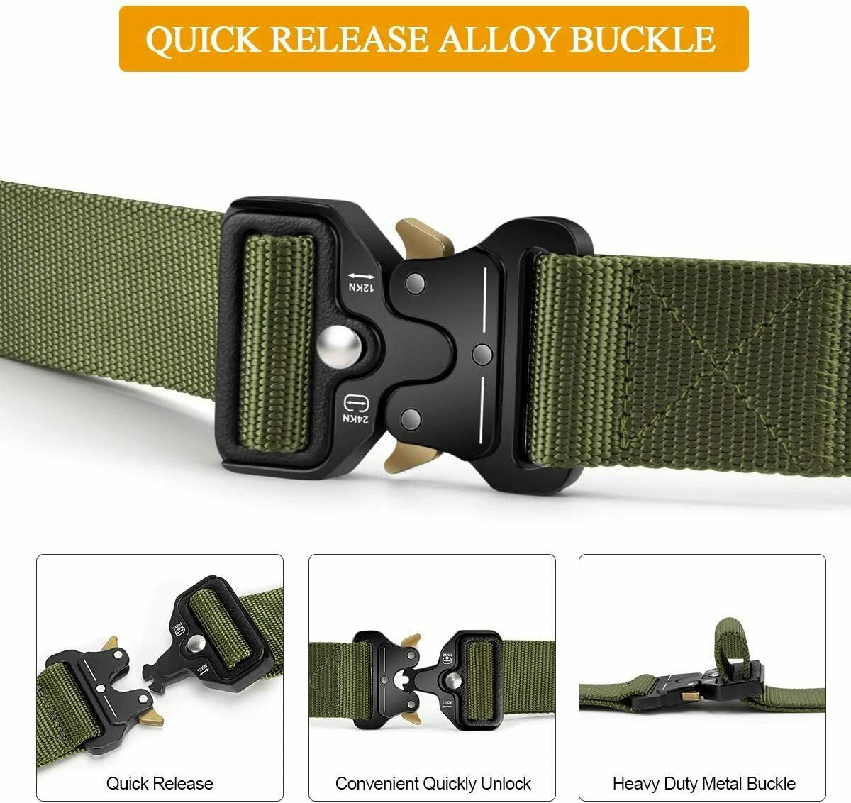 Military Tactical Belt Heavy Duty Security Working Utility Nylon Army Waistband Image