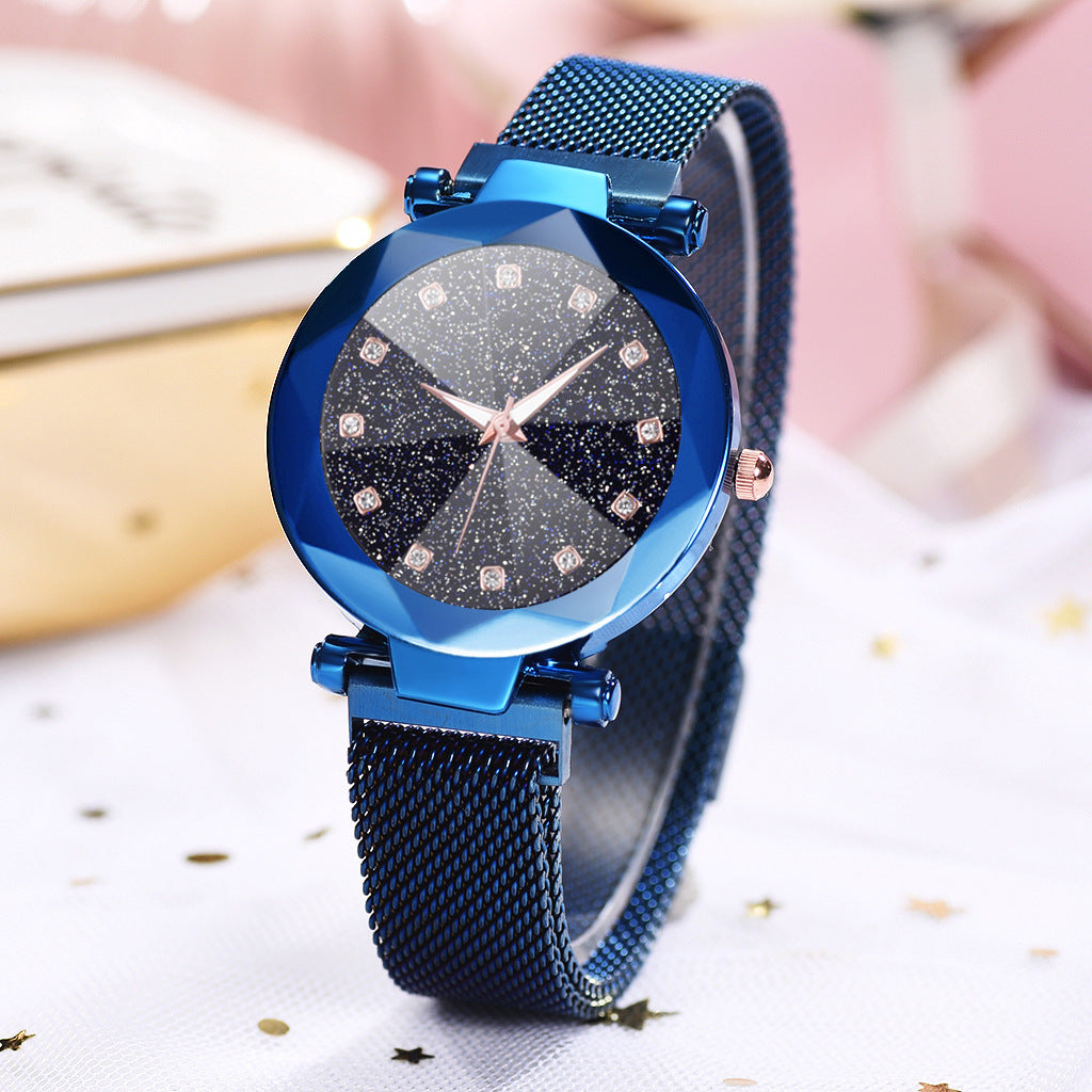 Women's Watch Square Diamond Rhinestone Starry Sky Face Ladies Casual Fashion Watch Set Bracelet Watch Image