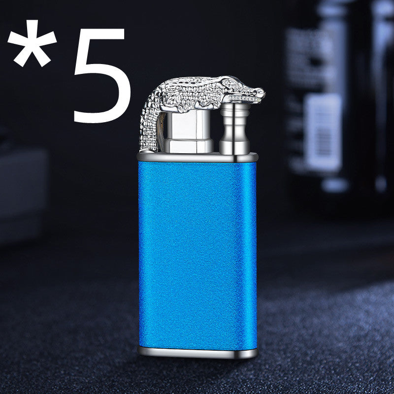 Creative Blue Flame Lighter Dolphin Dragon Tiger Double Fire Metal Winproof Lighter Inflatable Lighter Image