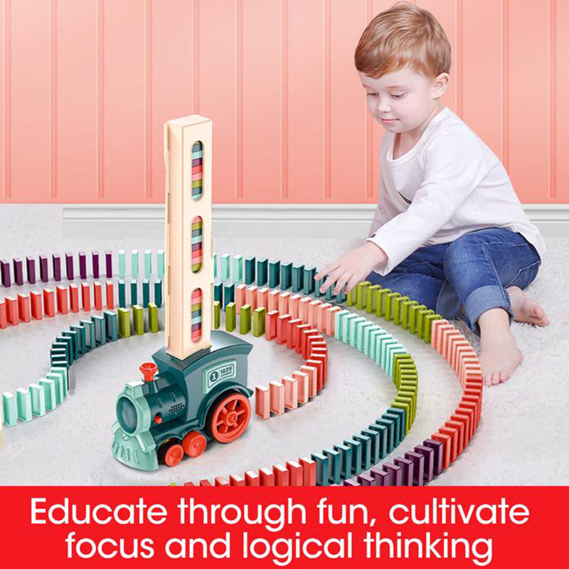 Domino Train Toys Baby Toys Car Puzzle Automatic Release Licensing Electric Building Blocks Train Toy Image