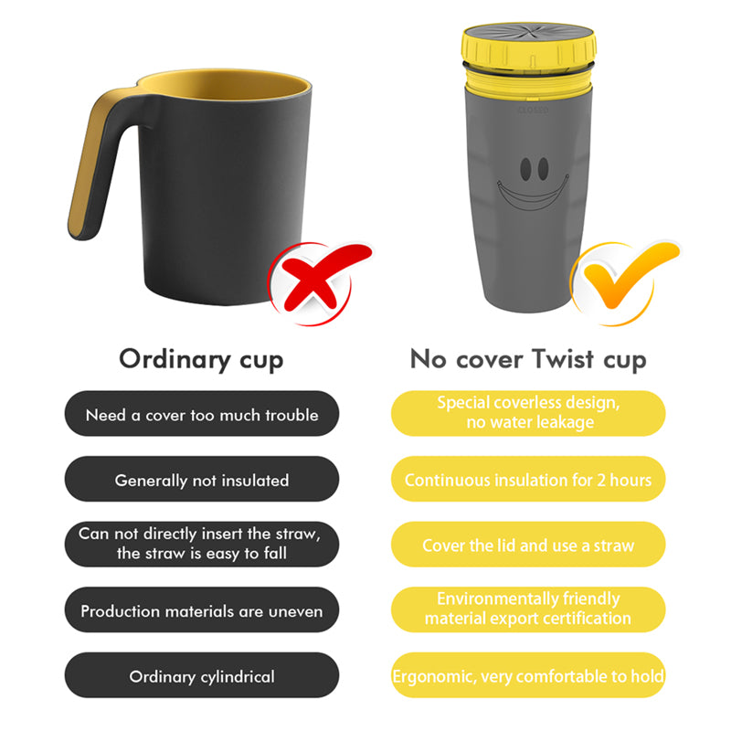 No Cover Twist Cup Travel Portable Cup Double Insulation Tumbler Straw Sippy Water Bottles Portable For Children Adults Image