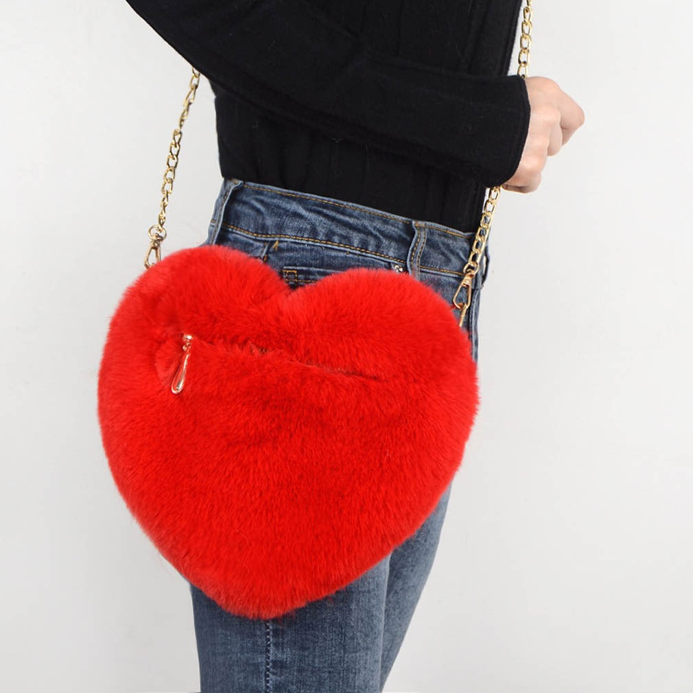 Love Bags For Women Plush Chain Shoulder Bags Valentine's Day Party Bag Image