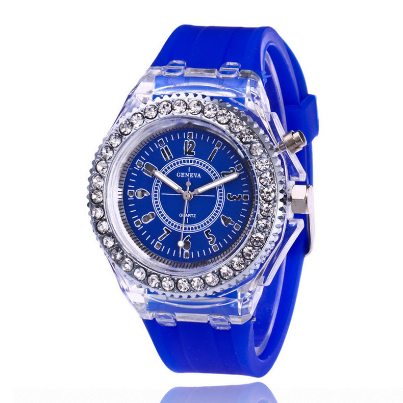 LED Luminous Watches Geneva Women Quartz Watch Women Ladies Silicone Bracelet Watches Image