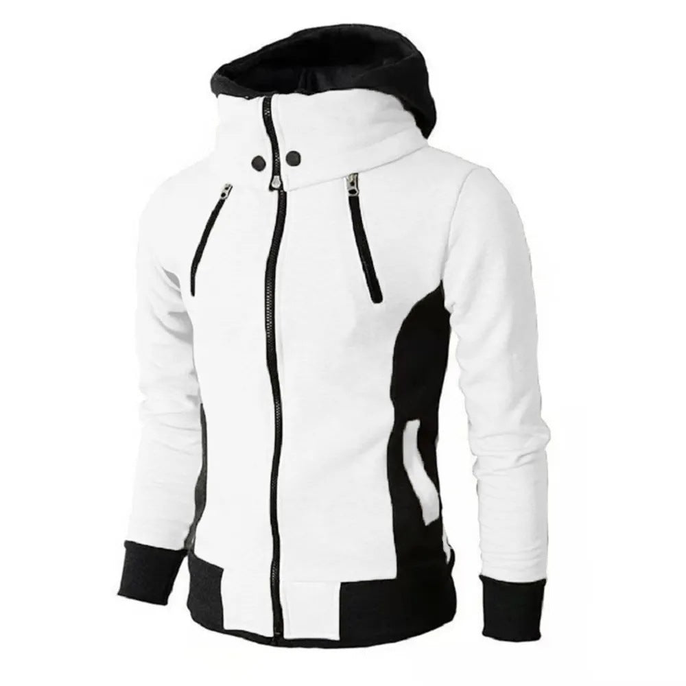 Men's Zip UP Hooded Jacket Fake Two Piece Sports Cardigan Casual Slim Sweatshirt Jacket Image