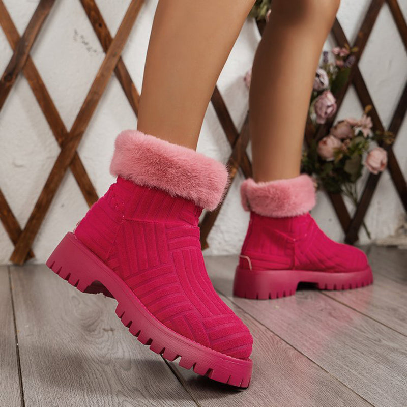 Winter Ankle Boots Fashoin Thick-soled Thickened Snow Boots For Women Plush Shoes Image