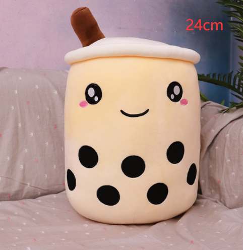 Cute Fruit Drink Plush Stuffed Soft Strawberry Milk Tea Plush Boba Tea Cup Toy Bubble Tea Pillow Cushion Kids Gift Image